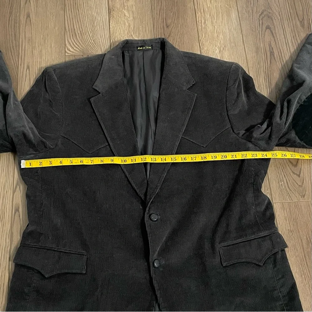 Circle S‎ Dallas Texas Corduroy Charcoal Gray Black Elbow Patch Sport Coat